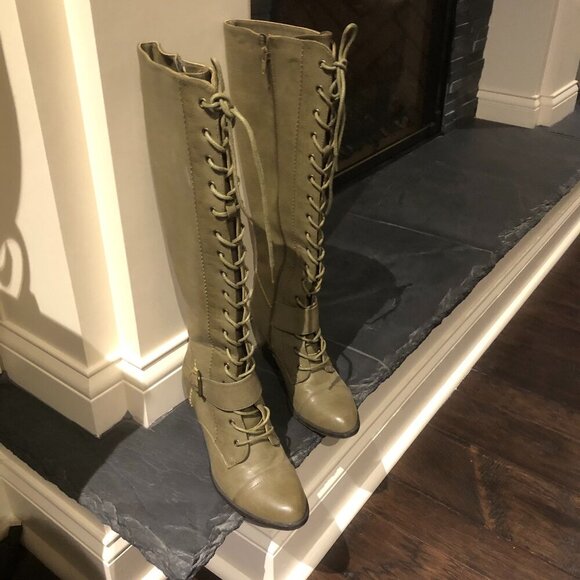 Dirty Laundry Shoes - Dirty Laundry  Size 7.5, High Top,  Zip Up, Lace Up Tall Boots,  Faux Leather